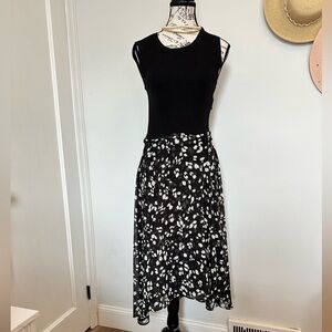 Dkny Black and White Tiered Midi Skirt